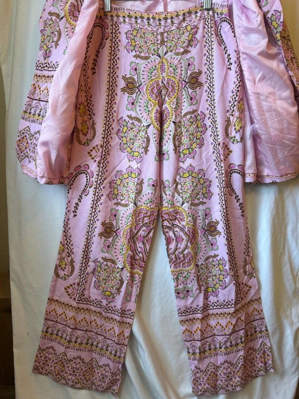 Pink Boho Printed Matching Set Blazer & Pants Chic Summer Outfit